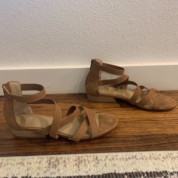 Eileen Fisher Eva Sandal in Tan Brown Nubuck Leather, Sz  8 1/2 - Picture 5 of 12